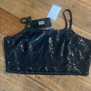 Indya Black Sequin Crop Top/Sari blouse